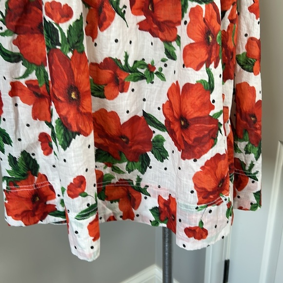 Maeve Square Neck Smocked Babydoll Dress Red Floral Side Zip Sz 1X NEW - Picture 6 of 15